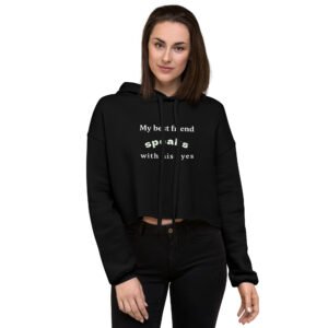 womens-cropped-hoodie-black-front-692dd3473cc27.jpg Speaking Eyes Pet Lover Crop Hoodie