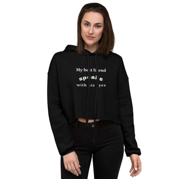 womens-cropped-hoodie-black-front-692dd3473cc27.jpg Speaking Eyes Pet Lover Crop Hoodie